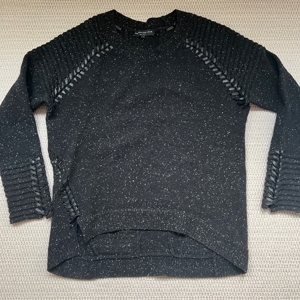 Generation Love Black Sweater with Leather Detail MD